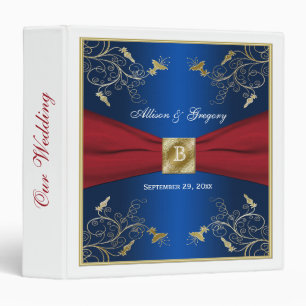 1.5" Navy, Red, and White Floral Wedding Binder