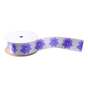 1.5" Purple Clematises Satin Ribbon Gift Wrap