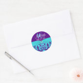 1.5" Purple, Turquoise Damask Sweet 16 Sticker (Envelope)