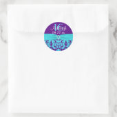 1.5" Purple, Turquoise Damask Sweet 16 Sticker (Bag)
