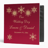 1.5" Red, Gold Glitter Snowflakes Wedding BINDER (Front/Inside)