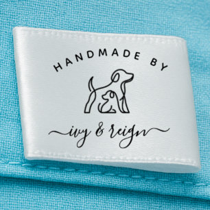 1.5" Script Handmade by Custom logo cut and sew  Satin Ribbon