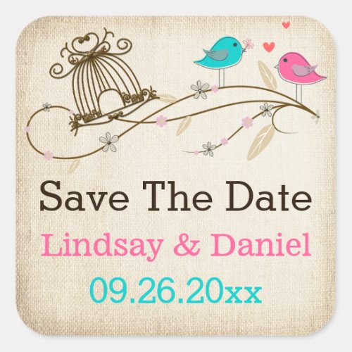 15 Whimsical Birds in Love Wedding Sticker