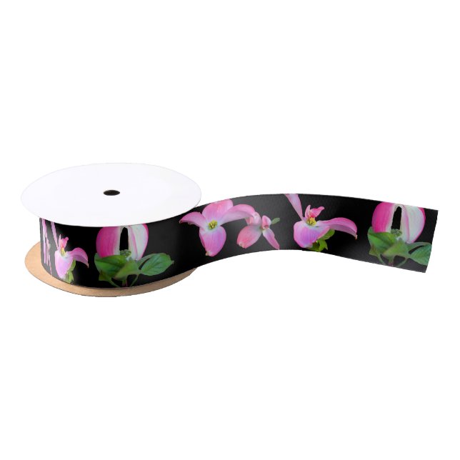 1.5" Wide Pink Dogwood Flowers Ribbon 2 Yards (Spool)