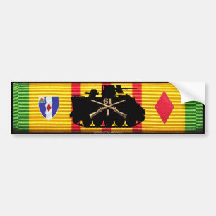 1/61st Inf Track & Insignia on VSM Ribbon Bumper Sticker
