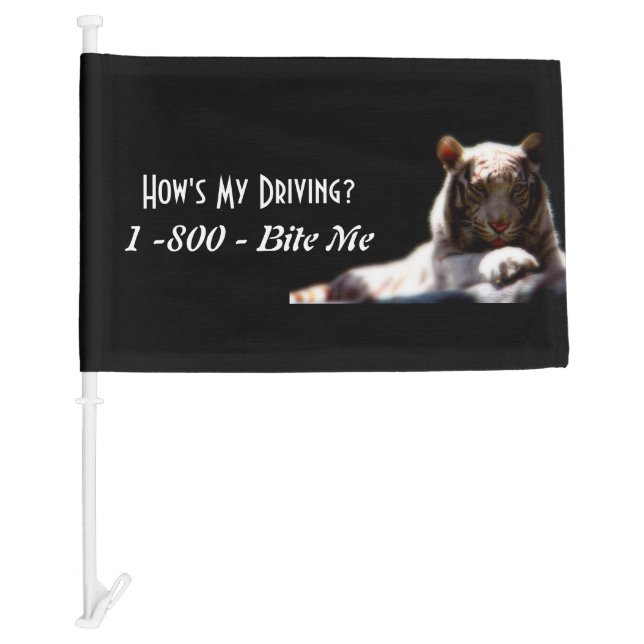 “1-800 Bite Me” Tiger Car Window Flag (Front)