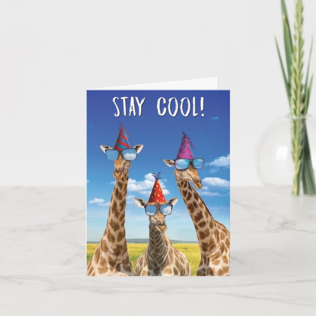 1 Adorable Birthday Card - Cool Giraffes (Front)
