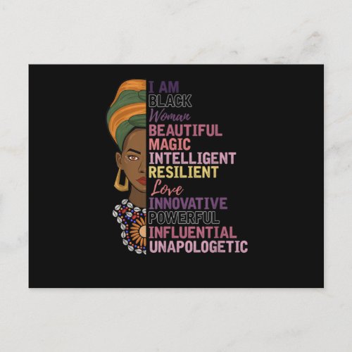 1 African Women Gift I Am A Black Woman Black Hist Announcement Postcard