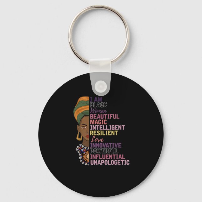 1 African Women Gift I Am A Black Woman Black Hist Keychain (Front)