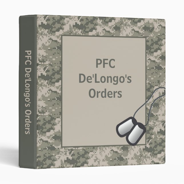 1" ARMY ACU Camo Camoufla Orders Book Photo Binder (Front/Spine)