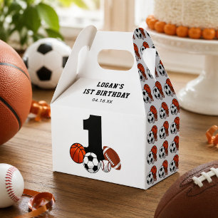1 Ball Sports Theme Boy’s 1st Birthday Favor Boxes
