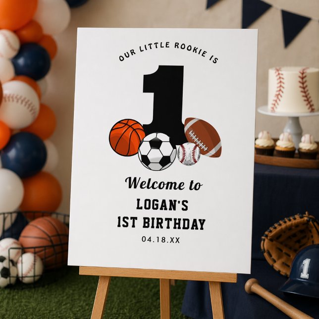 1 Ball Sports Theme Boy’s 1st Birthday Foam Board (1 Ball Sports Theme Boy’s 1st Birthday Foam Board)