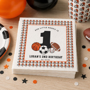 1 Ball Sports Theme Boy’s 1st Birthday Napkins