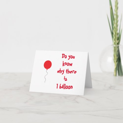 1 BALLOON FOR A SPECIAL 1 YEAR OLD CARD