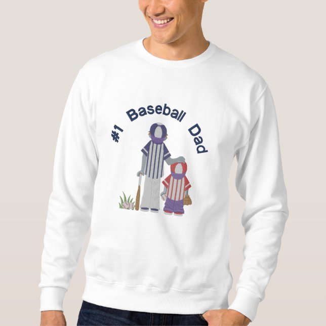 #1 Baseball Dad and Child Embroidered Sweatshirt (Front)