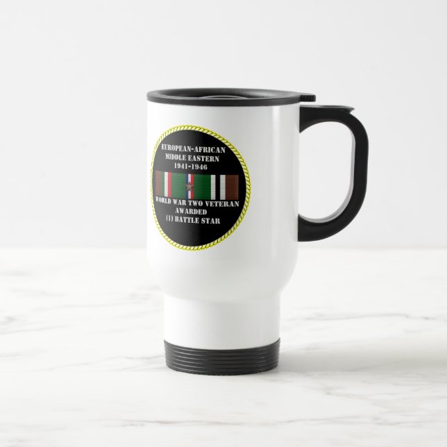 1 BATTLE STAR / WORLD WAR II VETERAN TRAVEL MUG (Right)