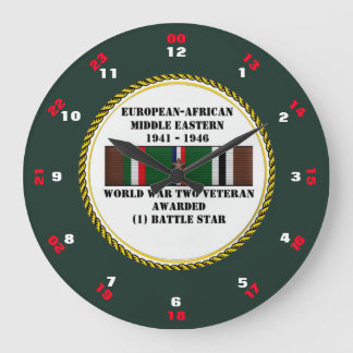 1 BATTLE STAR WWII VETERAN LARGE CLOCK