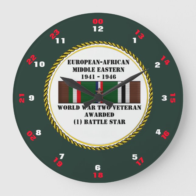 1 BATTLE STAR WWII VETERAN LARGE CLOCK (Front)