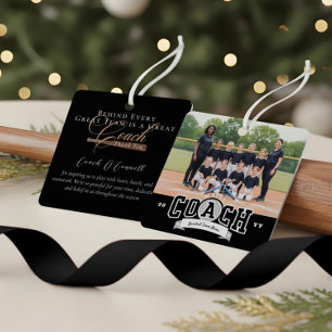 #1 Best Coach Baseball Team Photo Appreciation Metal Ornament