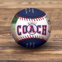 #1 Best Coach Custom Photos & Team Roster Keepsake Baseball