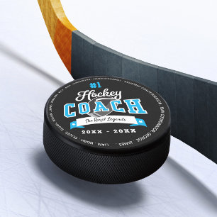 #1 Best Hockey Coach Personalized Team Roster Puck