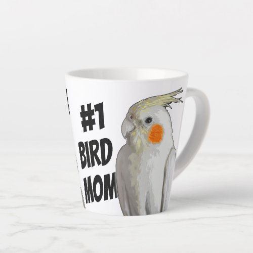 1 Bird Mom Cute Cockatiel Number One Pet Parrot Latte Mug