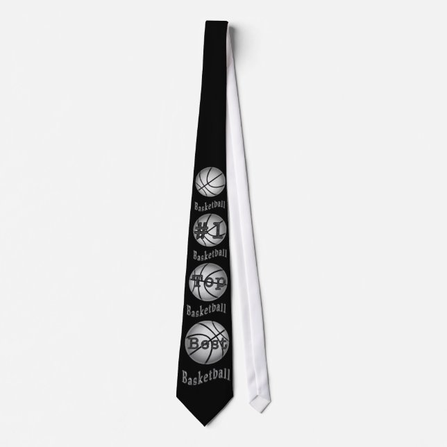#1 Black and Gray Basketball Ties for Men (Front)