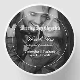 1 Black & White Photo Names Date Newspaper Wedding Mini Candle Favors