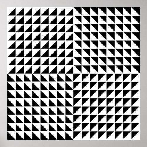 1 Black  White Triangle Pattern Optical Illusion Poster