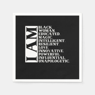 1 Black Woman Saying I Am Manuel.Png Napkins