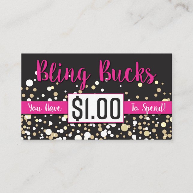 $1 Bling Bucks Discount Card (Front)