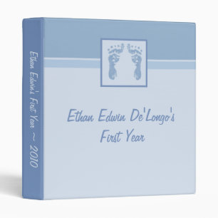 1" Blue Baby Foot Prints Photo Binder Scrapbook