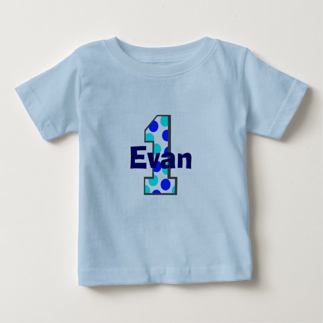 1 Blue Polka Dots Birthday Boy Shirt (Front)