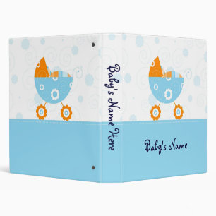 1" Blue Stroller Baby Boy Photo Album 3 Ring Binder