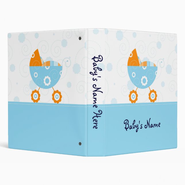 1" Blue Stroller Baby Boy Photo Album 3 Ring Binder (Background)