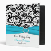 1" Blue, White, and Black Damask Wedding Binder (Front/Inside)