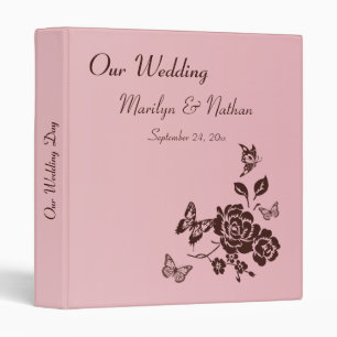 1" Blush Pink and Brown Floral Wedding Binder