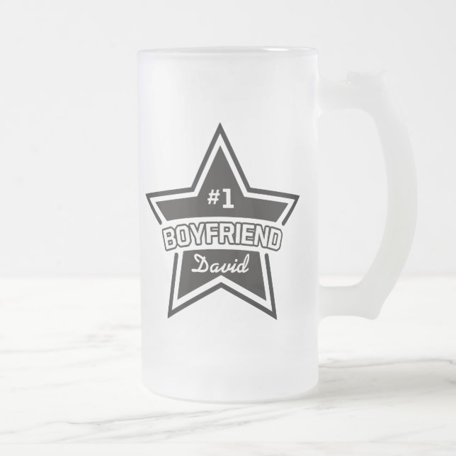 #1 Boyfriend Frosted Glass Beer Mug (Right)