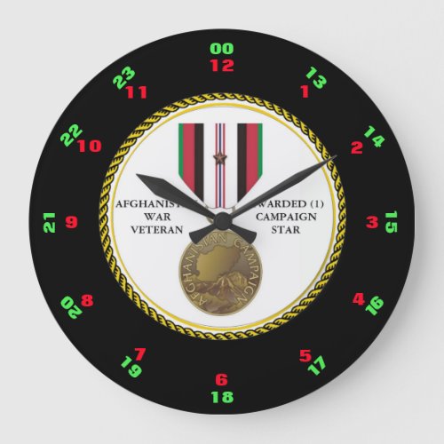 1 CAMPAIGN STAR AFGHANISTAN WAR VETERAN LARGE CLOCK