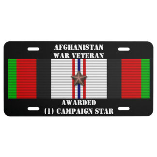 1 CAMPAIGN STAR AFGHANISTAN WAR VETERAN LICENSE PLATE