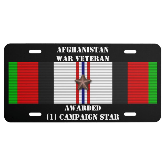 1 CAMPAIGN STAR AFGHANISTAN WAR VETERAN LICENSE PLATE (Front)