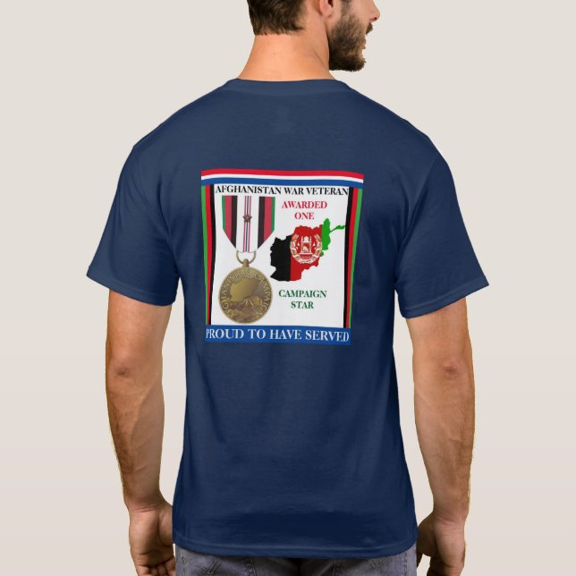 1 CAMPAIGN STAR AFGHANISTAN WAR VETERAN T-Shirt (Back)