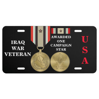 1 CAMPAIGN STAR IRAQ WAR VETERAN LICENSE PLATE