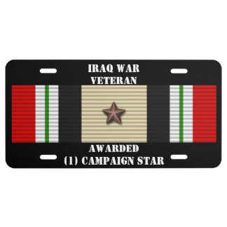 1 CAMPAIGN STAR IRAQ WAR VETERAN LICENSE PLATE