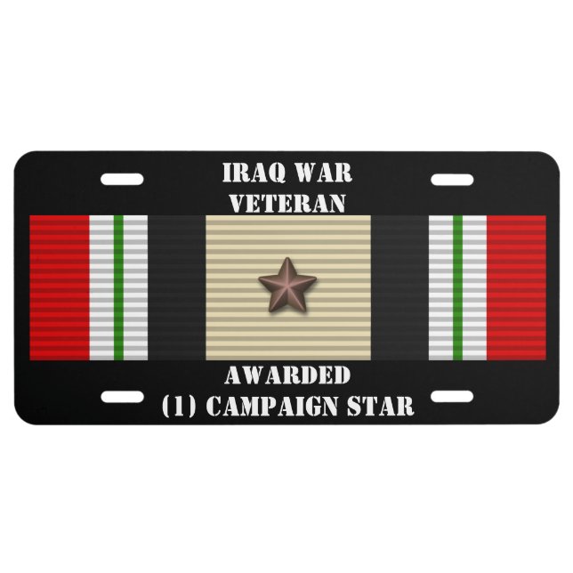 1 CAMPAIGN STAR IRAQ WAR VETERAN LICENSE PLATE (Front)