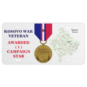 1 CAMPAIGN STAR KOSOVO WAR VETERAN LICENSE PLATE