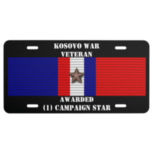 1 CAMPAIGN STAR KOSOVO WAR VETERAN LICENSE PLATE