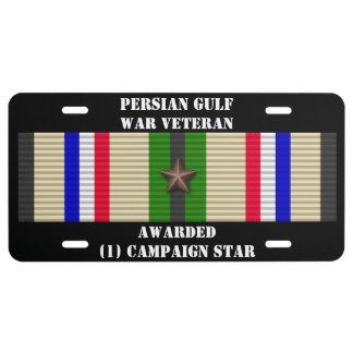 1 CAMPAIGN STAR PERSIAN GULF WAR VETERAN LICENSE PLATE