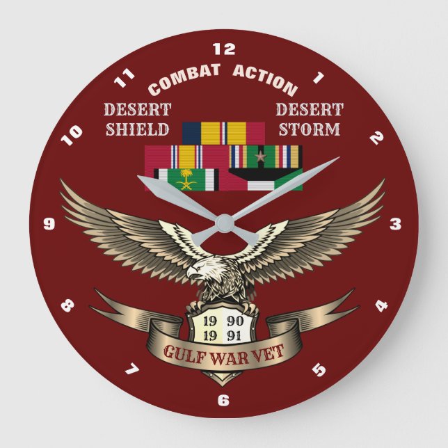 1 CAMPAIGN STAR PERSIAN GULF WAR VETERANS LARGE CLOCK (Front)