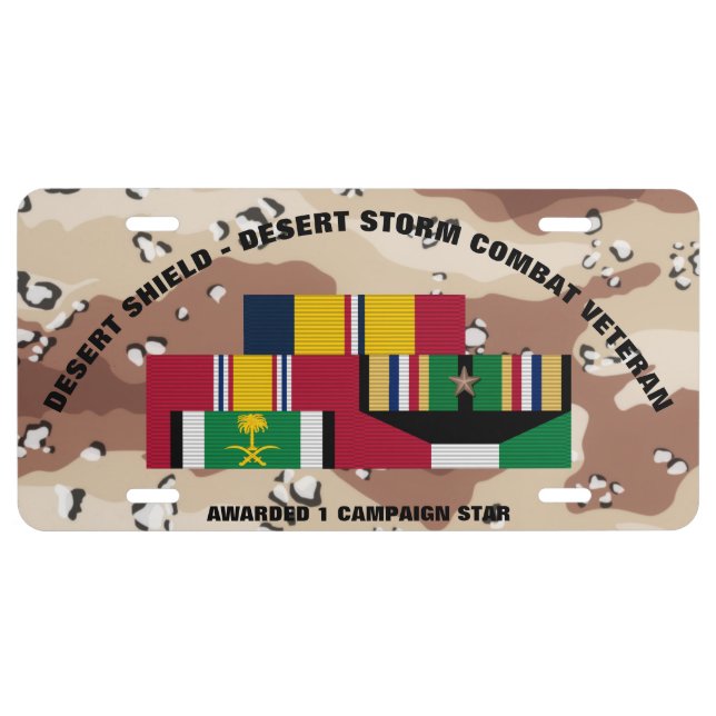 1 CAMPAIGN STAR PERSIAN GULF WAR VETERANS LICENSE PLATE (Front)
